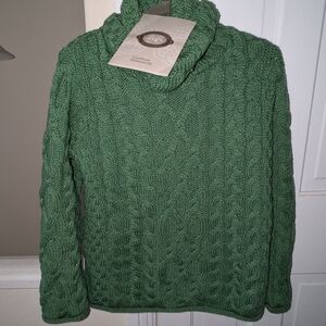 Arket Green Cowl Neck Cable Knit Sweater